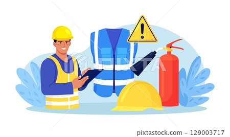 OSHA. Occupational Safety and Health Administration. Work Safety Regulations. Government Service Protecting at Job. Worker Security Protection Policy. Caution Regulation Document for Trauma Prevention 129003717