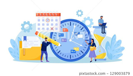 Effective time management. Business organization efficiency. Schedule job project team. Projects and deadlines. Clock, watch, agenda, schedule as productivity symbol. Work planning. Company strategy Effective time management. Business organization efficiency. Schedule job project team. Projects and deadlines. Clock, watch, agenda, schedule as productivity symbol. Work planning. Company strategy 129003879