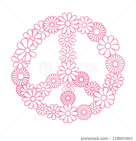 Floral Peace Symbol Made of Pink Flowers 129003901
