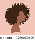 Curly-Haired Silhouette on Pink Background 129003910