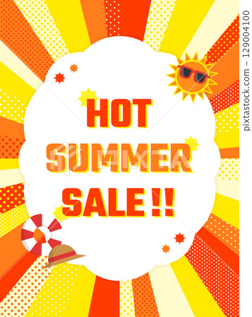 Summer sale advertising template / random focus lines and summer item frame (orange) (portrait) Summer sale advertising template / random focus lines and summer item frame (orange) (portrait) 129004100