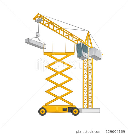 Illustration of Crane and Scissor Lift Illustration of Crane and Scissor Lift 129004169