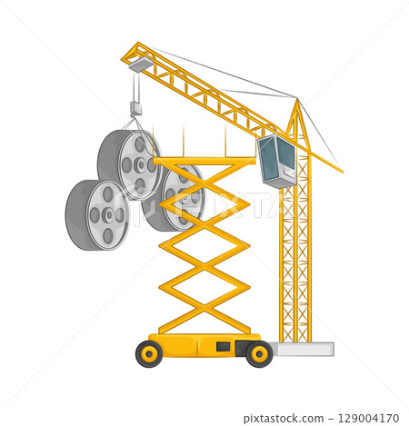 Illustration of Crane and Scissor Lift 129004170