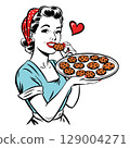 Baker Tasting Cookies with Heartwarming Joy 129004271