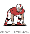 American Football Player in Action Stance 129004285