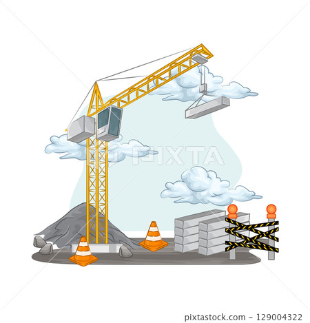 Illustration of Tower Crane Illustration of Tower Crane 129004322