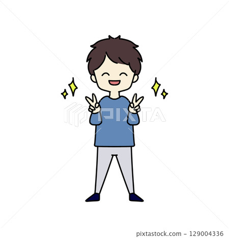 woman doing peace sign 129004336