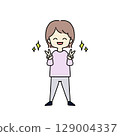 woman doing peace sign 129004337