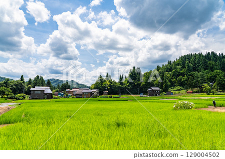 <Niigata Prefecture> Oginoshima Kayabuki Village: A traditional Japanese summer landscape <Niigata Prefecture> Oginoshima Kayabuki Village: A traditional Japanese summer landscape 129004502