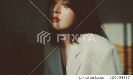 A portrait of a neat and pretty woman 129004517