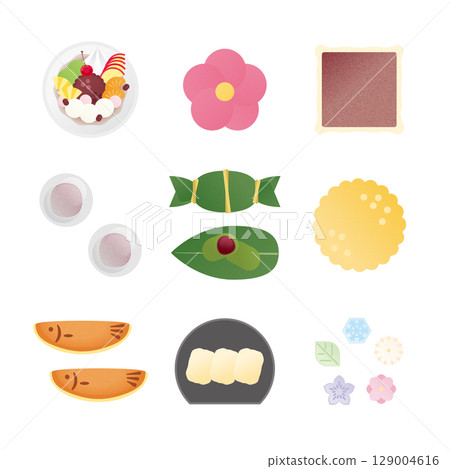 Japanese sweets illustration set 3 129004616