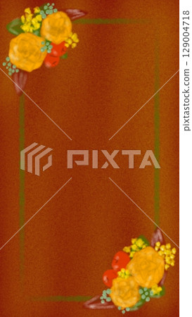 Autumnal floral frame antique style illustration 129004718
