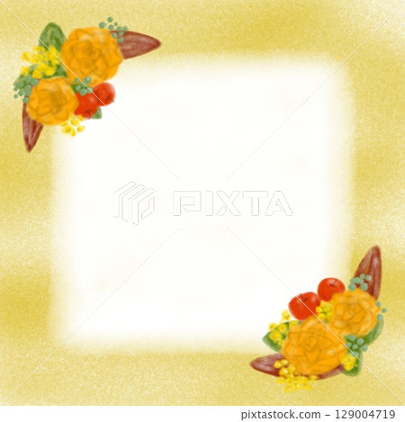 秋季花卉框架仿古風格插圖 129004719