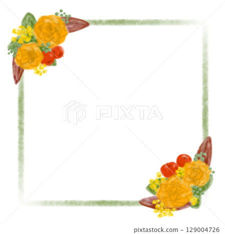 Autumnal floral frame antique style illustration Autumnal floral frame antique style illustration 129004726