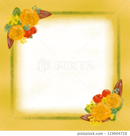 秋季花卉框架仿古風格插圖 秋季花卉框架仿古風格插圖 129004728