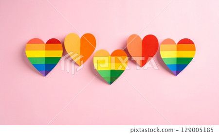 A romantic pattern of colorful heart-shaped balloons, a perfect gift for Valentine's Day 129005185