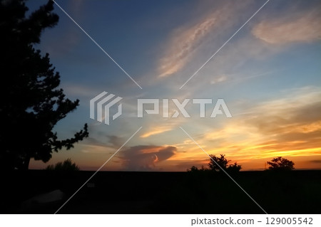 Beautiful orange sunset in Tokoname 129005542