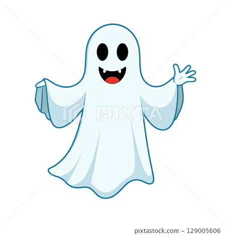 A happy, cute, funny tooth cartoon character with a toothbrush is smiling in a white vector illustration for a dental drawing 129005606