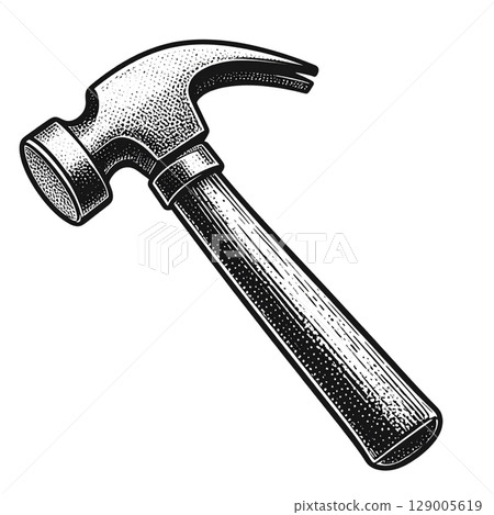 A claw hammer with a black handle is an isolated steel tool for carpentry work and home improvement A claw hammer with a black handle is an isolated steel tool for carpentry work and home improvement 129005619
