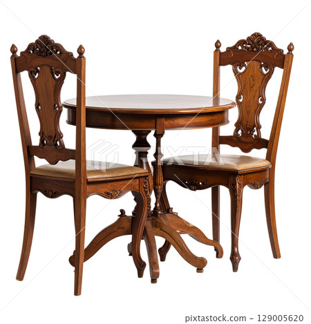 Isolated old brown wooden vintage armchair against a white background Isolated old brown wooden vintage armchair against a white background 129005620
