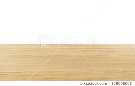 Front view of softwood table, isolated on white background. 129006068