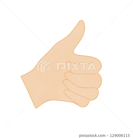 Thump up sign with left hand Thump up sign with left hand 129006115