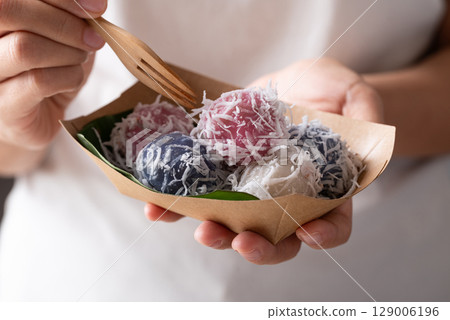 Thai coconut ball (Khanom Tom), Traditional Thai dessert  129006196