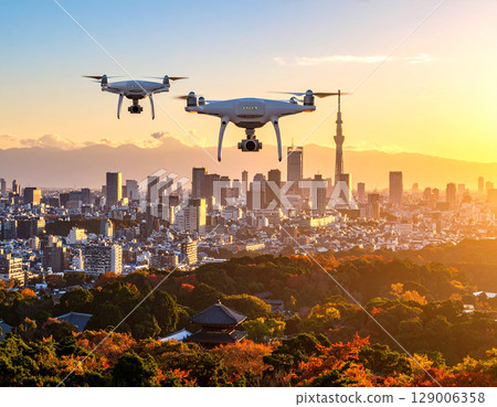 Drone Sky AI Generation Background Drone Sky AI Generation Background 129006358