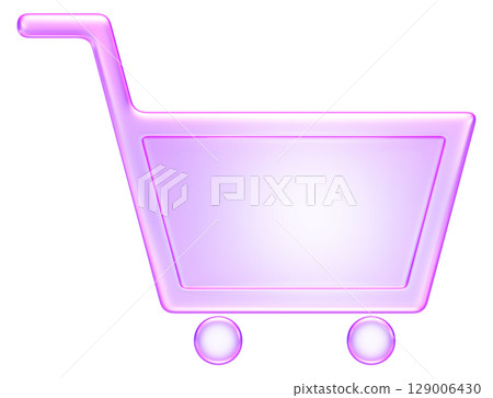 3D shopping cart icon in glass style purple tone, symbolizing online shopping, e-commerce, retail, or product purchase 3D shopping cart icon in glass style purple tone, symbolizing online shopping, e-commerce, retail, or product purchase 129006430
