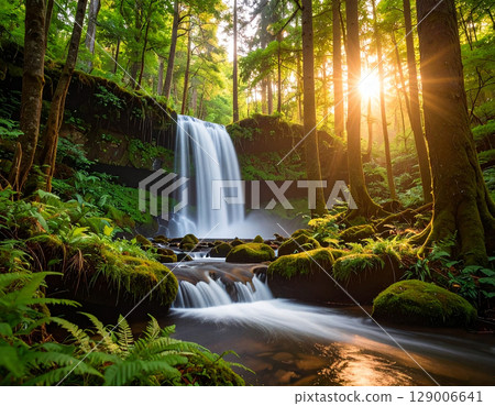 Waterfall Nature AI Generated Background 129006641