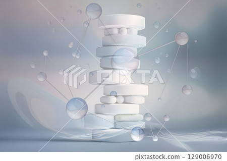 A stack of medicine pills 129006970