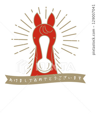 Year of the Horse: Simple horse face New Year's card template Year of the Horse: Simple horse face New Year's card template 129007041