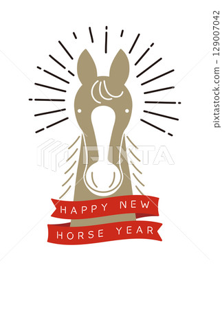 Year of the Horse: Simple horse face New Year's card template 129007042
