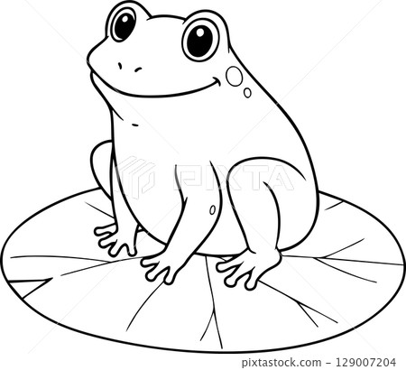 Happy Frog on a Lily Pad Coloring Page Happy Frog on a Lily Pad Coloring Page 129007204