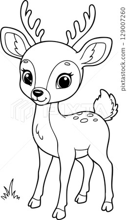 Cute Baby Deer Fawn Coloring Page 129007260