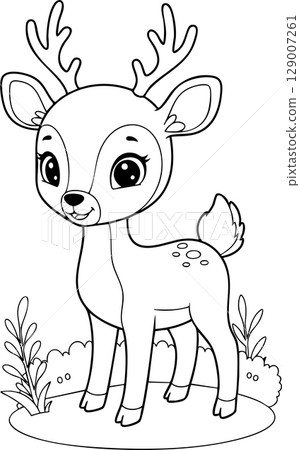 Adorable Fawn in the Woods Coloring Art 129007261