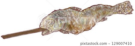 Grilled salmon illustration 129007410