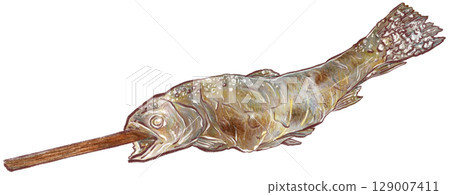 Grilled salmon illustration 129007411