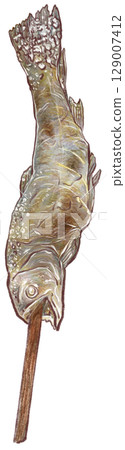 Illustration of grilled salted char_vertical_1_char Illustration of grilled salted char_vertical_1_char 129007412