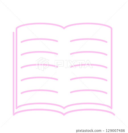 線條畫文具圖示：打開書本/筆記本，粉紅色 129007486