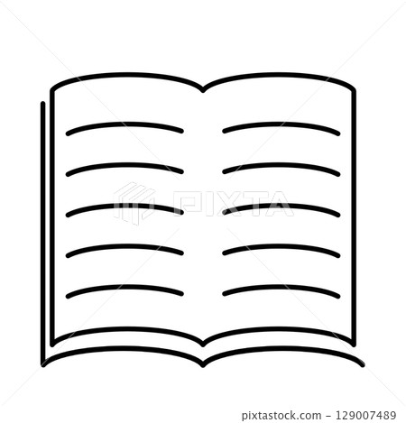 線條畫文具圖示：打開書本/筆記本，黑色 129007489
