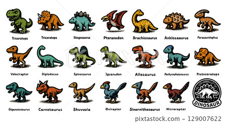 恐龍圖標集（彩色） 129007622