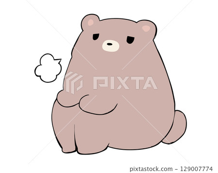 Bear sitting and sighing 129007774