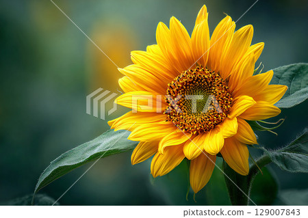 Close-up photo of yellow sunflower flowers in a sunflower field Close-up photo of yellow sunflower flowers in a sunflower field 129007843