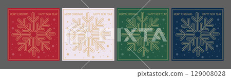 Christmas and New Year. Snowflake greeting template for postcards, banners and flyers. A set of color options Christmas and New Year. Snowflake greeting template for postcards, banners and flyers. A set of color options 129008028
