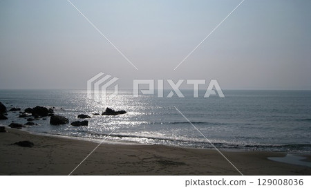 A reef floating in the sparkling sea A reef floating in the sparkling sea 129008036