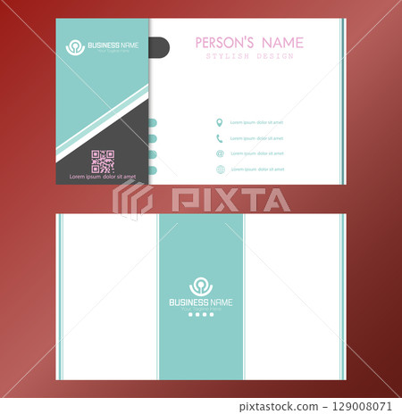 A business card. Double-sided business corporate card design. Individual corporate identity template A business card. Double-sided business corporate card design. Individual corporate identity template 129008071