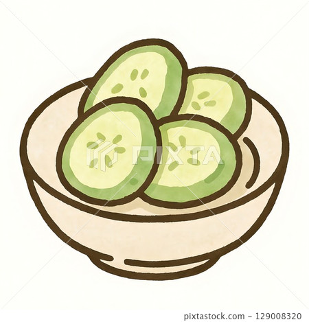Cute hand-drawn pickled cucumber icon 129008320