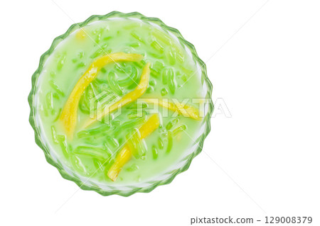 Rice noodles dessert with coconut milk cream Rice noodles dessert with coconut milk cream 129008379