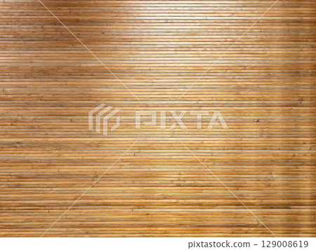 Minimal Horizontal Paneled Wooden Wall Background with Spotlight. 129008619